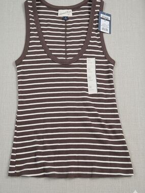 Striped Brown and Cream Tee - Size M
